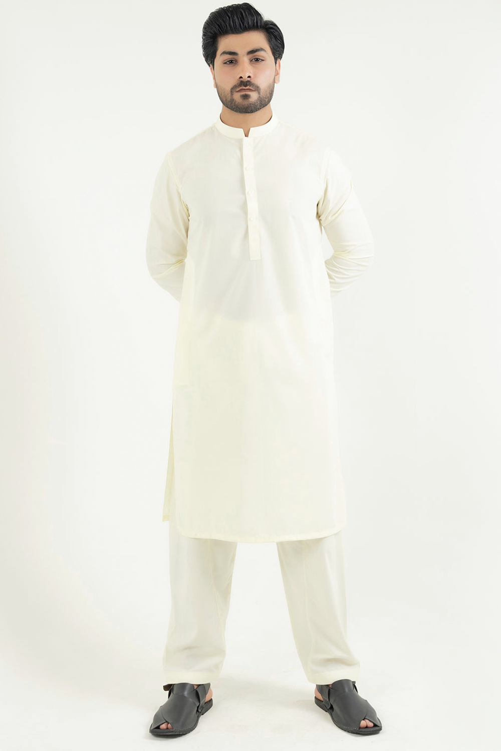 STITCHED SHALWAR WITH KAMEEZ WITH BAN-BEIGE DN-0012