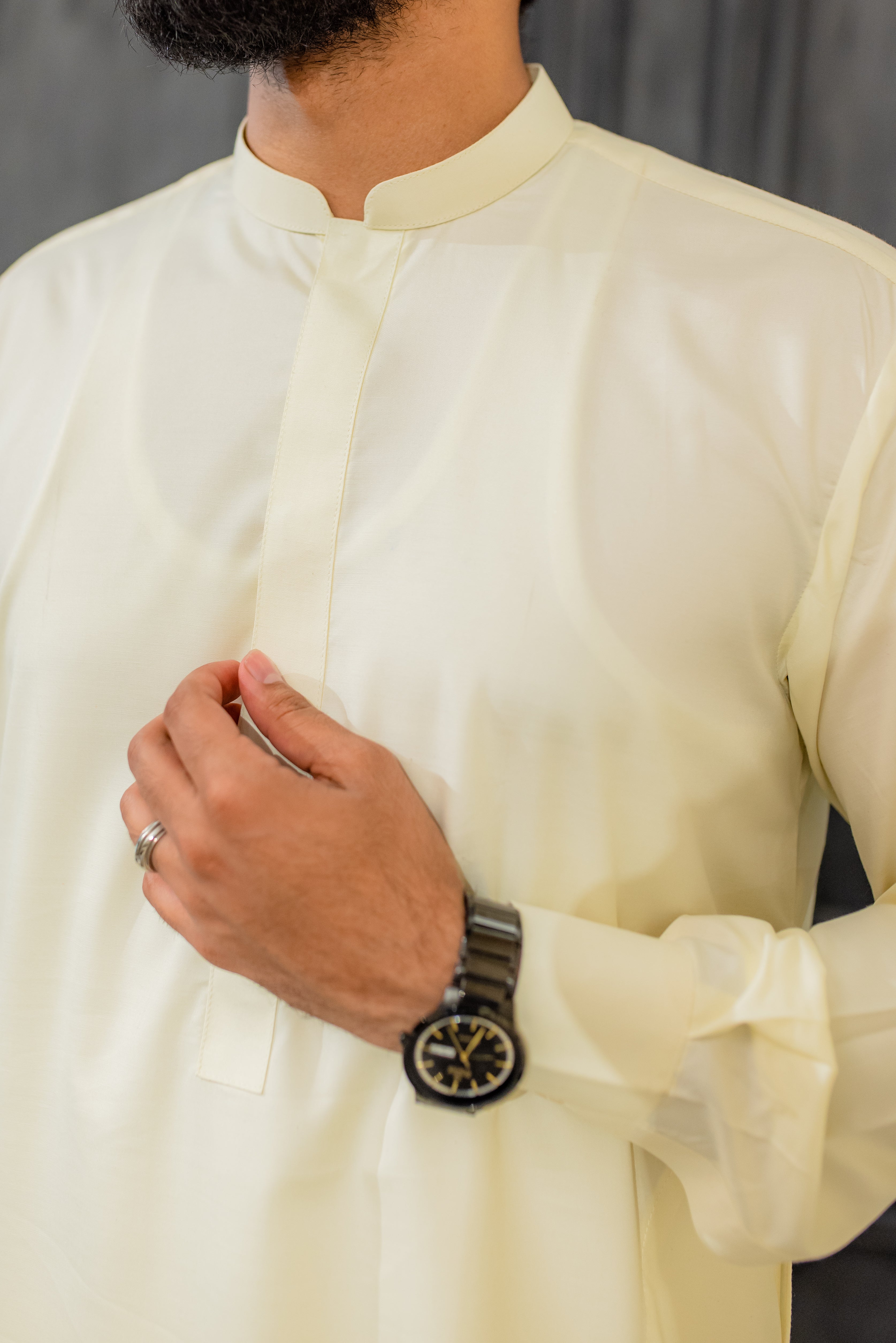 STITCHED KURTA WITH SHALWAR WITH BAN - OFF WHITE DN-005