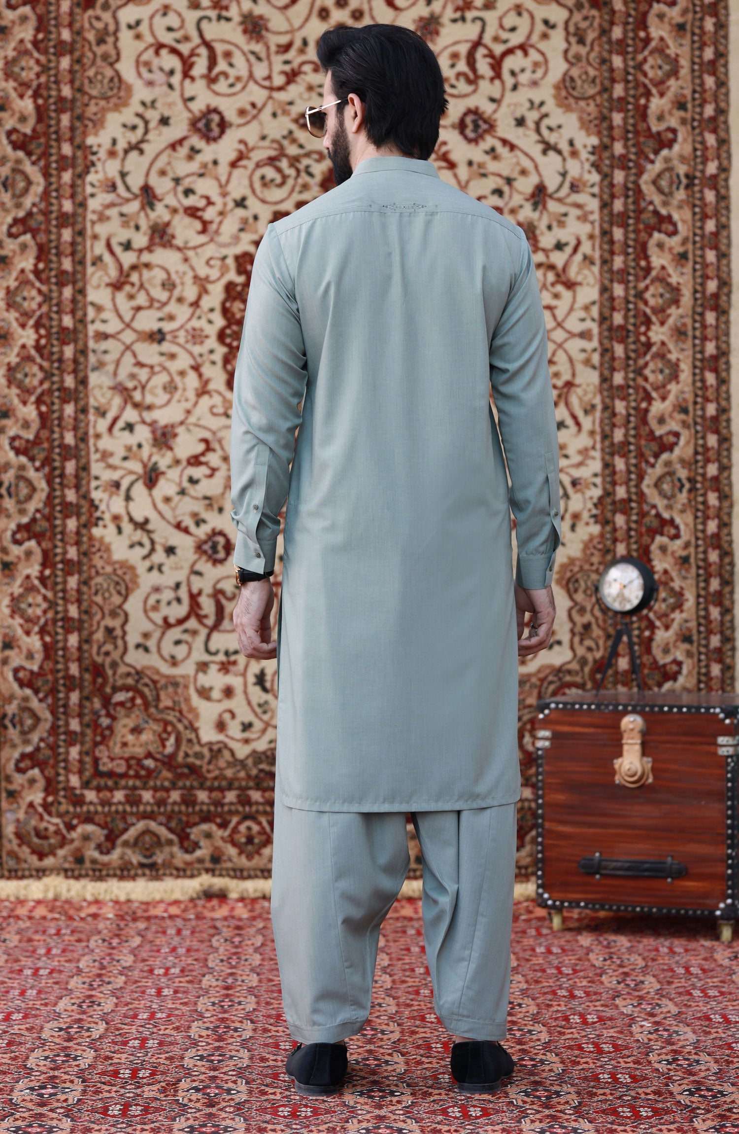 STITCHED SHALWAR WITH KAMEEZ WITH BAN - LIGHT GREEN DN-0010